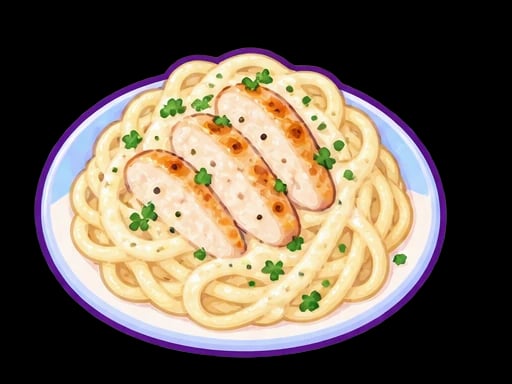 Illustration of chicken alfredo pasta