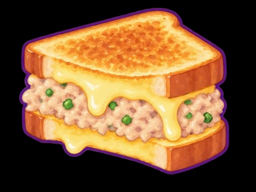 Illustration of tuna melt sandwich