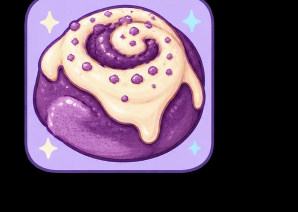 Illustration of ube cream cheese bun